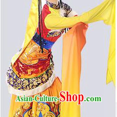 Traditional Chinese Zang Nationality Dancing Costume, Folk Dance Ethnic Costume, Chinese Minority Nationality Tibetan Dance Costume for Women