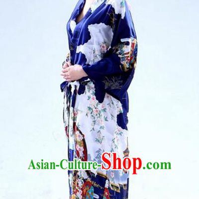 Kimono Japanese Tomesode Traditional Clothes Wafuku Stage Show Aristolochia ringens Dark Blue