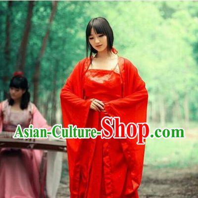 Chinese Classical Xiao Long Nv Costumes Complete The Return of the Condor Heroes Set Han Fu Stage Show Chiffon Dress Red