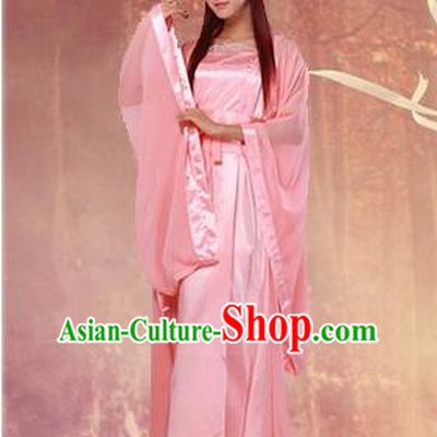 Chinese Classical Xiao Long Nv Costumes Complete The Return of the Condor Heroes Set Han Fu Stage Show Chiffon Dress Pink