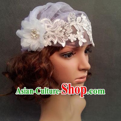 Chinese Wedding Jewelry Accessories, Traditional Bride Headwear, Wedding Tiaras, Imperial Bridal Wedding Lace Bowknot Hair Clasp