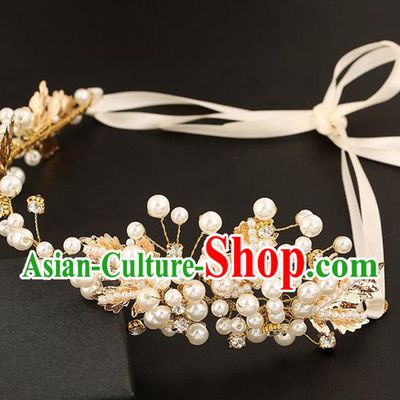 Chinese Wedding Jewelry Accessories, Traditional Bride Headwear, Wedding Tiaras, Imperial Bridal Baroco Style Wedding Pearl Royal Crown Hair Clasp