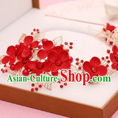 Chinese Wedding Jewelry Accessories, Traditional Bride Headwear, Wedding Tiaras, Imperial Bridal Baroco Style Wedding Pearl Royal Crown Hair Clasp
