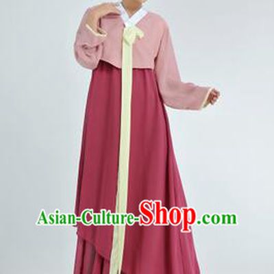 Korean Traditional Dress Women Clothes Show Costume Shirt Sleeves Korean Traditional Dress Dae Jang Geum Nude Pink Top Dark Red Skirt