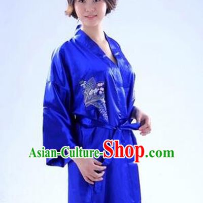 Kimono Japanese Traditional Clothes Stage Show Wafuku Aristolochia ringens Tomesode Blue