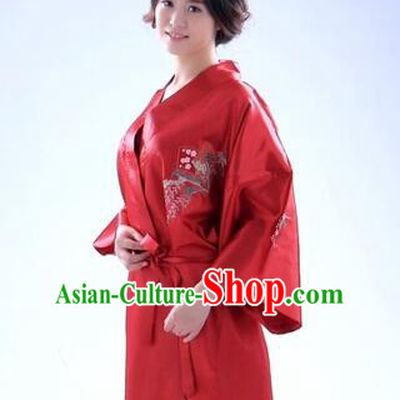 Kimono Japanese Traditional Clothes Stage Show Wafuku Aristolochia ringens Tomesode Claret