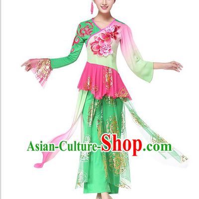 Traditional Chinese Yangge Fan Dancing Costume, Folk Dance Yangko Costume for Women