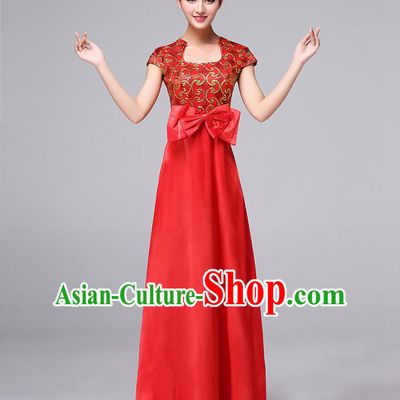 Chinese Classic Stage Performance Chorus Singing Group Dance Costumes, Chorus Competition Costume, Compere Costumes for Women
