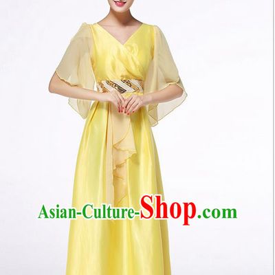 Chinese Classic Stage Performance Chorus Singing Group Dance Costumes, Chorus Competition Costume, Compere Costumes for Women