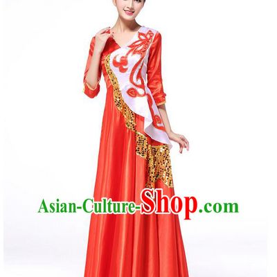 Chinese Classic Stage Performance Chorus Singing Group Dance Costumes, Chorus Competition Costume, Compere Costumes for Women