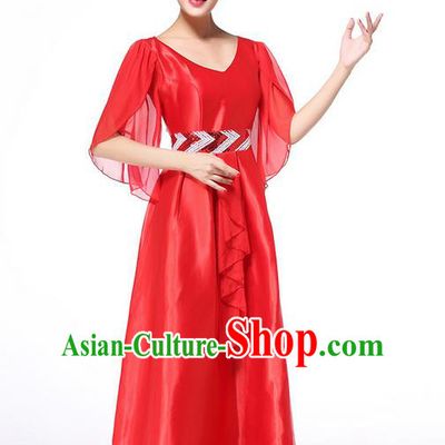 Chinese Classic Stage Performance Chorus Singing Group Dance Costumes, Chorus Competition Costume, Compere Costumes for Women
