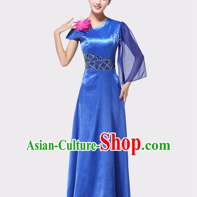 Chinese Classic Stage Performance Chorus Singing Group Dance Costumes, Chorus Competition Costume, Compere Costumes for Women
