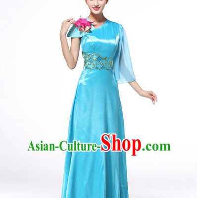 Chinese Classic Stage Performance Chorus Singing Group Dance Costumes, Chorus Competition Costume, Compere Costumes for Women