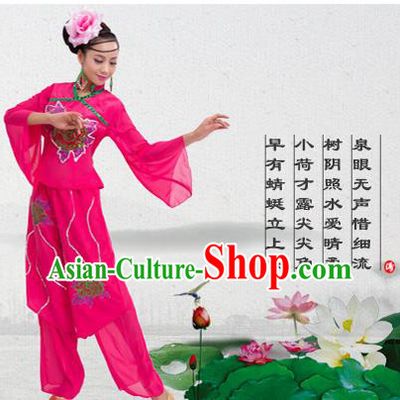 Traditional Chinese Yangge Fan Dancing Costume, Folk Dance Yangko Costume for Women