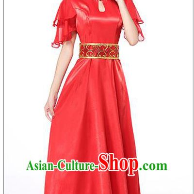 Chinese Classic Stage Performance Chorus Singing Group Dance Costumes, Chorus Competition Costume, Compere Costumes for Women