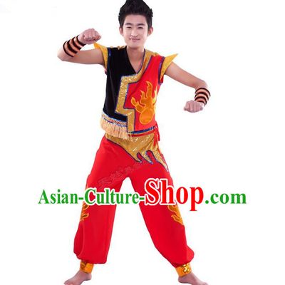 Traditional Chinese Yangge Fan Dancing Costume, Dragon Dancing Clothes, Folk Dance Yangko Costume for Men