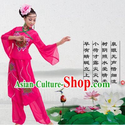 Traditional Chinese Yangge Fan Dancing Costume, Folk Dance Yangko Costume for Women