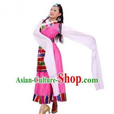 Traditional Chinese Zang Nationality Dancing Costume, Folk Dance Ethnic Costume, Chinese Minority Nationality Tibetan Dance Costume for Women