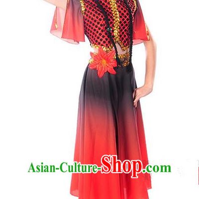 Traditional Chinese Uyghur nationality Dancing Costume, Folk Dance Ethnic Costume, Chinese Minority Nationality Uigurian Dance Costume for Women