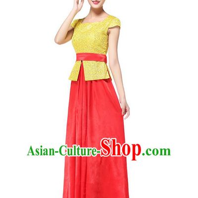 Chinese Classic Stage Performance Chorus Singing Group Dance Costumes, Chorus Competition Costume, Compere Costumes for Women