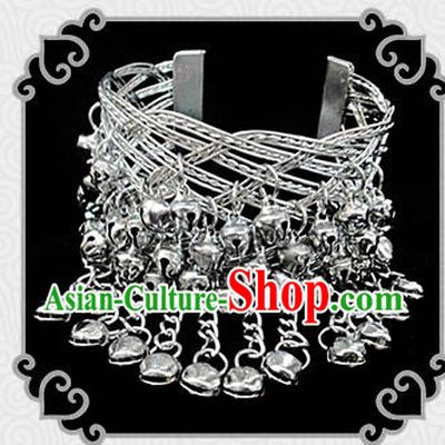 Traditional Chinese Miao Ethnic Minority Bracelet Miao Ethnic Silver Jewelry Accessories Bells Bracelet