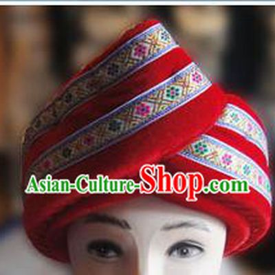 Chinese Traditional Miao Minority Hmong Folk Ethnic Hat, Tujia Minority Embroidery Hat for Men