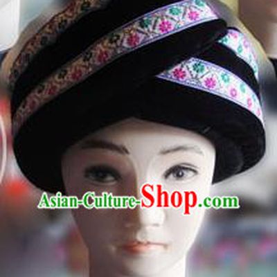 Chinese Traditional Miao Minority Hmong Folk Ethnic Hat, Tujia Minority Embroidery Hat for Men