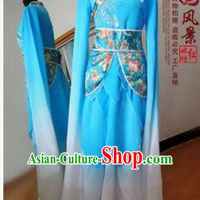 Chinese Traditional Costume Empresses in the Palace Water Sleeves Qi Xian nv Dancing Clothes Jing Hong Wu Blue