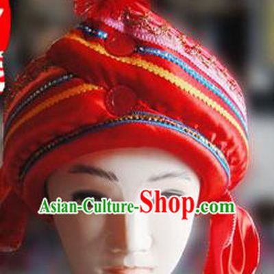Chinese Traditional Miao Minority Hmong Folk Ethnic Hat, Tujia Minority Hat for Men