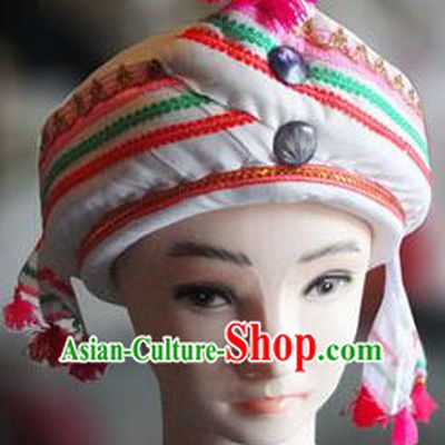 Chinese Traditional Miao Minority Hmong Folk Ethnic Hat, Tujia Minority Hat for Men