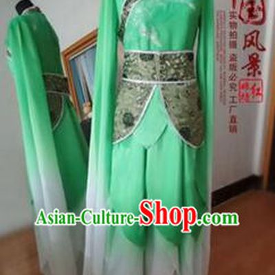 Chinese Traditional Costume Empresses in the Palace Water Sleeves Qi Xian nv Dancing Clothes Jing Hong Wu Green