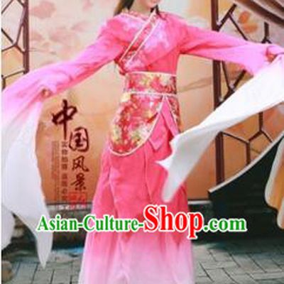 Chinese Traditional Costume Empresses in the Palace Water Sleeves Qi Xian nv Dancing Clothes Jing Hong Rose Red