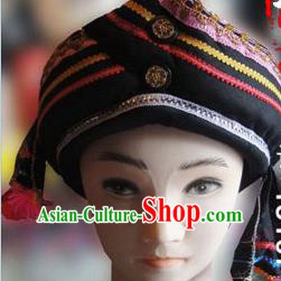 Chinese Traditional Miao Minority Hmong Folk Ethnic Hat, Tujia Minority Hat for Men