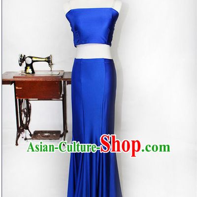 Traditional Chinese Dai nationality Peacock Dancing Costume, Folk Dance Ethnic Costume, Chinese Minority Nationality Dancing Fish Tail Costume for Women