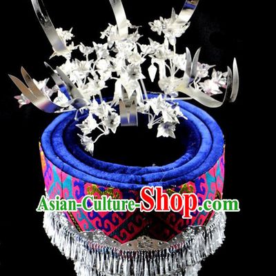 Chinese Traditional Miao Minority, Tujia Headdress, Hat Headband Sealand Karp Baotou Minority Crown