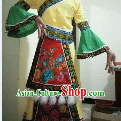 Traditional Chinese Miao Nationality Dancing Costume, Hmong Female Folk Dance Ethnic Pleated Skirt, Chinese Minority Nationality Embroidery Costume for Women