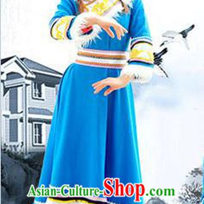 Traditional Chinese Hezhe Nationality Dancing Costume Set, Female Folk Dance Hezhezu Ethnic Clothes and Hat, Chinese Minority Nationality Embroidery Costume for Women
