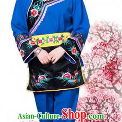 Traditional Chinese Miao Nationality Dancing Costume, Hmong Female Folk Dance Ethnic Pleated Skirt, Chinese Tujia Minority Nationality Embroidery Costume for Women