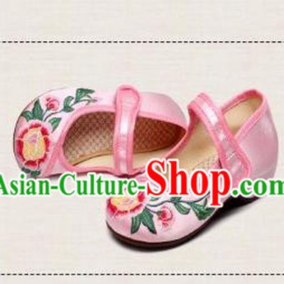 Traditional Chinese Folk Dance Shoes, Children Embroidered Shoes, Chinese Embroidery Fabric Shoes for Kids