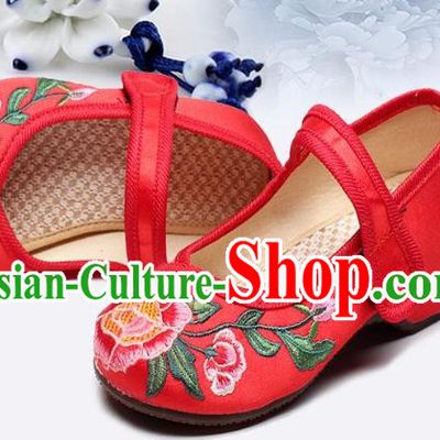 Traditional Chinese Folk Dance Shoes, Children Embroidered Shoes, Chinese Embroidery Fabric Shoes for Kids