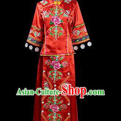 Traditional Chinese Tujia Nationality Dancing Costume, Tujia Female Folk Dance Ethnic Pleated Skirt, Chinese Minority Nationality Embroidery Costume for Women
