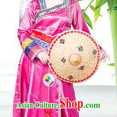 Traditional Chinese Miao Nationality Dancing Costume, Hmong Female Folk Dance Ethnic Pleated Skirt and Headwear, Chinese Minority Nationality Embroidery Costume and Hat for Women