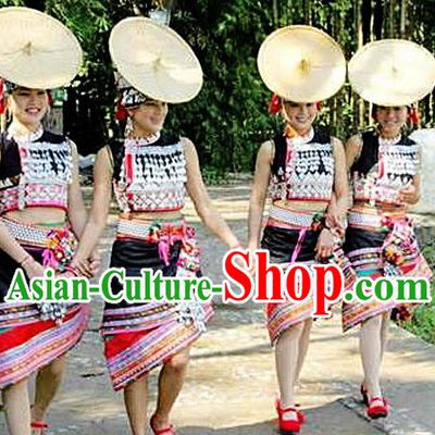Traditional Chinese Dai Nationality Dancing Costume, Folk Dance Ethnic Costume, Chinese Minority Nationality Dancing Costume for Women