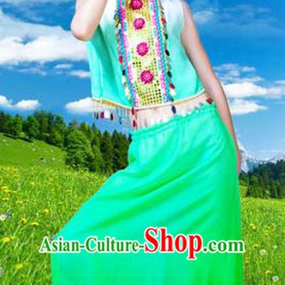 Traditional Chinese Dai Nationality Girls Peacock Dancing Costume, Children Folk Dance Ethnic Costume, Chinese Minority Nationality Dancing Costume for Kids