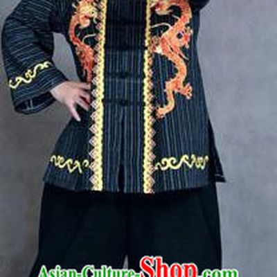 Traditional Chinese Miao Nationality Dancing Costume, Hmong Male Folk Dance Ethnic Dress, Chinese Minority Tujia Nationality Embroidery Costume for Men