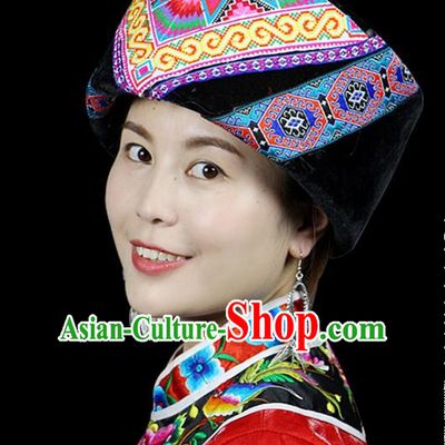 Traditional Chinese Miao Nationality Headwear, Hmong Female Folk Wedding Hat, Ethnic Accessories Crown, Chinese Minority Nationality Jewelry Accessories for Women
