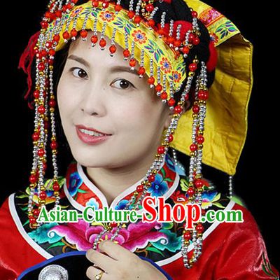 Traditional Chinese Miao Nationality Headwear, Hmong Female Folk Wedding Hat, Ethnic Accessories Crown, Chinese Minority Nationality Jewelry Accessories for Women
