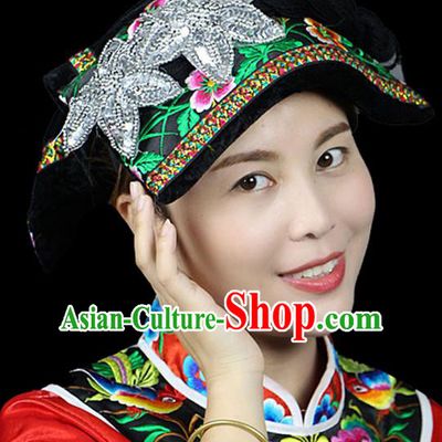 Traditional Chinese Miao Nationality Headwear, Hmong Female Folk Wedding Hat, Ethnic Accessories Crown, Chinese Minority Nationality Jewelry Accessories for Women