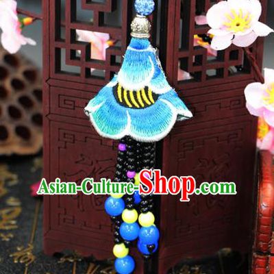 Traditional Chinese Miao Nationality Necklace, Hmong Folk Wedding Embroidery Sweater Chain, Chinese Minority Nationality Jewelry Accessories for Women
