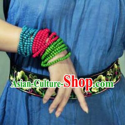 Traditional Chinese Miao Nationality Belts, Hmong Female Folk Wedding Embroidery Belt, Chinese Minority Nationality Jewelry Accessories for Women